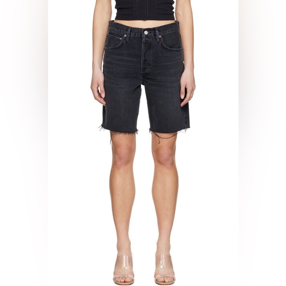 AGOLDE 90s DENIM SHORTS BLACK RAW HEM SIZE 24 - Picture 1 of 10
